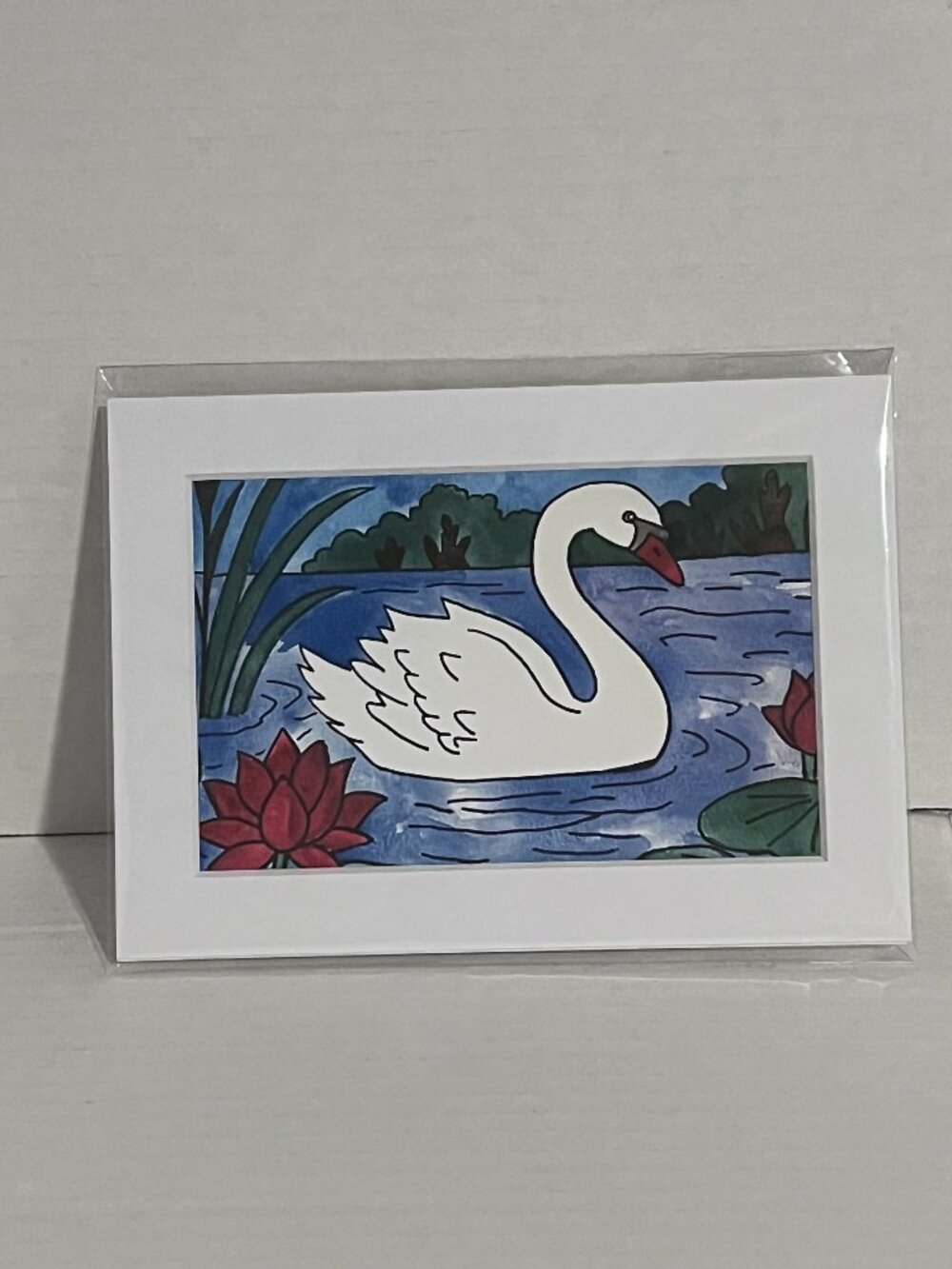 Swan in a Lake Watercolor Painting Art Print 5x7in Matt 4x6in Photograph